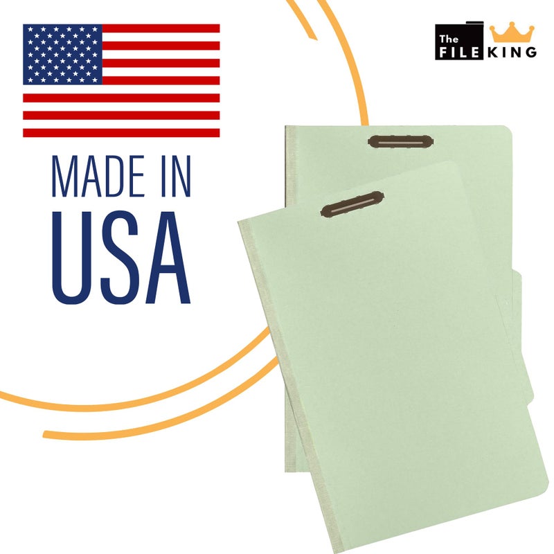 The File King Pressboard Classification Pale Green Partition File Folder | Legal Size - Box of 10 | Two Dividers | Six 2â€ Durable Fastener Prongs | 2/5 Cut Top Tab | 2â€ Expansion - Image 5